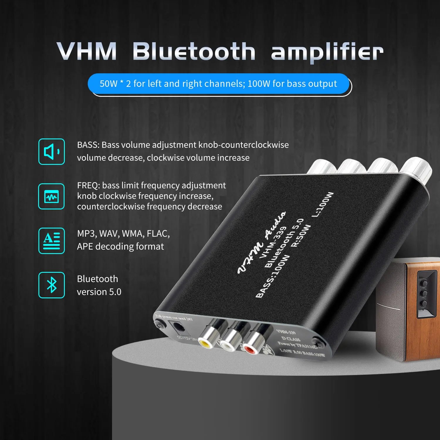 Vhm-339 Bluetooth 5.0 Tpa3116d2 Digital 2.1 Channel 2x50w + 100W Subwoofer Power Amplifier Board 2.1 Amplifier Bluetooth
Vhm-339 Bluetooth 5.0 Tpa3116d2 Digital 2.1 Channel 2x50w + 100W Subwoofer Power Amplifier Board 2.1 Amplifier Bluetooth