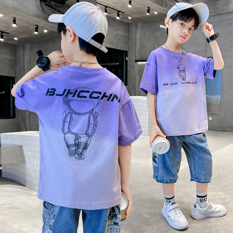 Summer School Kids Cotton Loose Cartoon Printed Gradient Tee Tops Baby and Boys Short-Sleeved T-Shirt Children Outerwear 3-16Yrs
Summer School Kids Cotton Loose Cartoon Printed Gradient Tee Tops Baby and Boys Short-Sleeved T-Shirt Children Outerwear 3-16Yrs