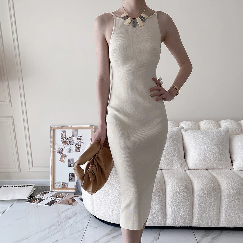 New Style One Word Neck Suspender Skirt Women's Slim Knitted Hip Long Skirt Summer Slim Backless Dress Women
New Style One Word Neck Suspender Skirt Women's Slim Knitted Hip Long Skirt Summer Slim Backless Dress Women