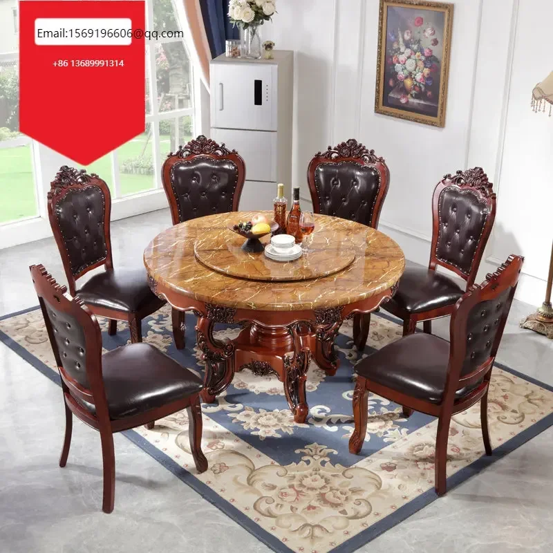 European style dining table and chair combination marble solid wood round small table
European style dining table and chair combination marble solid wood round small table