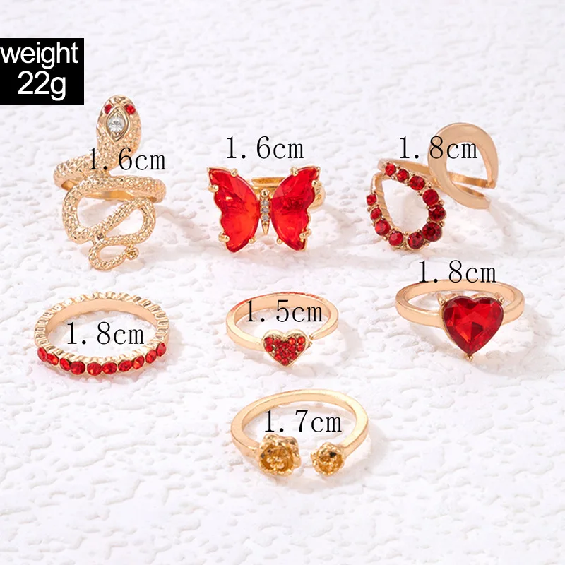 Ensemble de matiques géométriques Boho pour femmes, cristal rouge, papillon, cœur, forme de salle, joint, bijoux de fête féminins, nouveau 2