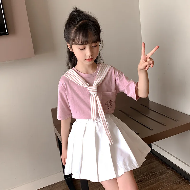 Summer Clothes for Girls Kids Short Sleeve T-shirt+Short Pleated 2 PCS Sets Baby Preppy Style Children's Clothing Outfits
Summer Clothes for Girls Kids Short Sleeve T-shirt+Short Pleated 2 PCS Sets Baby Preppy Style Children's Clothing Outfits