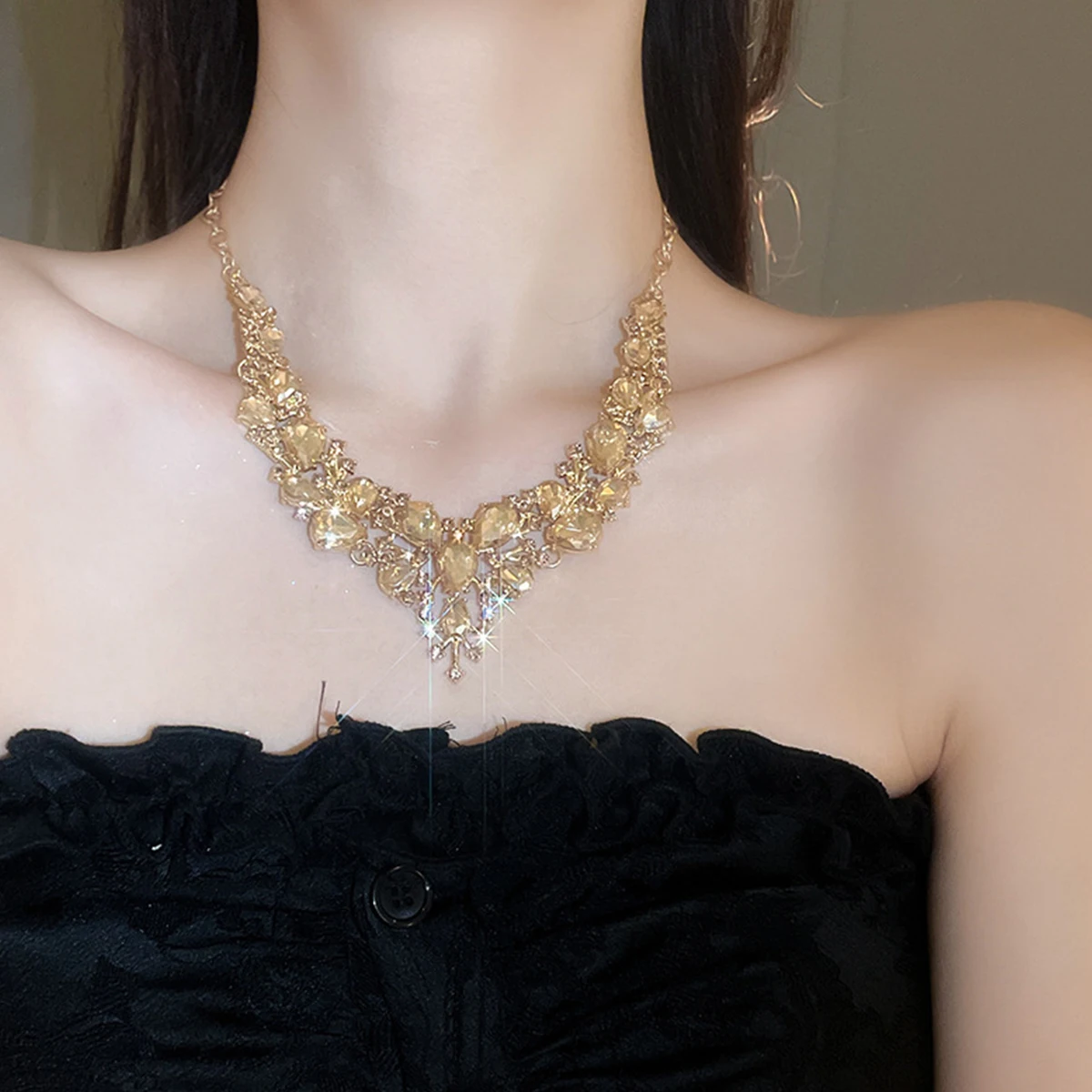 Light Luxury Water Drops Jewelry Set for Women Flash Crystal Glass Necklace Earrings Set Banquet Wedding Anniversary Accessories 7 Mallzona Sb13175acbdec48e2b625724ad841e857c Light Luxury Water Drops Jewelry Set for Women Flash Crystal Glass Necklace Earrings Set Banquet Wedding Anniversary Accessories Mallzona