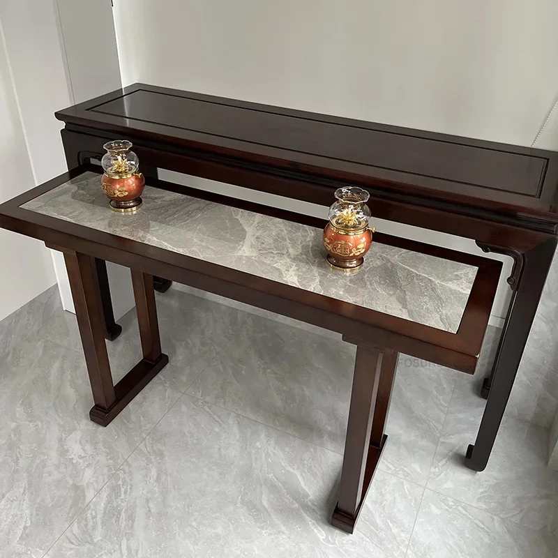 New Chinese Solid Wood Console Tables for Hallway Living Room Console Table Minimalist Light Luxury Corridor Rock Slab Entrance New Chinese Solid Wood Console Tables for Hallway Living Room Console Table Minimalist Light Luxury Corridor Rock Slab Entrance