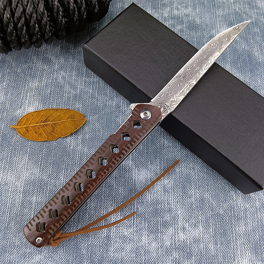 Damascus Steel Outdoor Folding Knife Household Fruit Cutting Multi-functional Rosewood Handle Sharp Survival Pocket Knife EDC
Damascus Steel Outdoor Folding Knife Household Fruit Cutting Multi-functional Rosewood Handle Sharp Survival Pocket Knife EDC