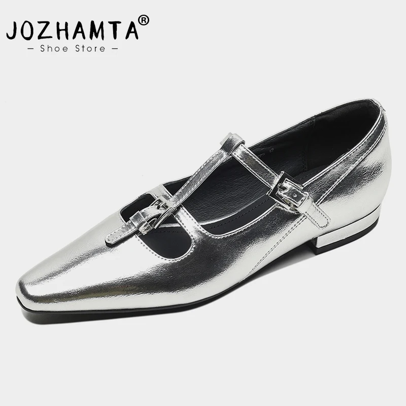 JOZHAMTA Size 34-39 Women Flats Shoes Real Leather T-Strap Chunky Low Heels Spring Shoes 2024 Ins Silver Casual Daily Loafers
JOZHAMTA Size 34-39 Women Flats Shoes Real Leather T-Strap Chunky Low Heels Spring Shoes 2024 Ins Silver Casual Daily Loafers