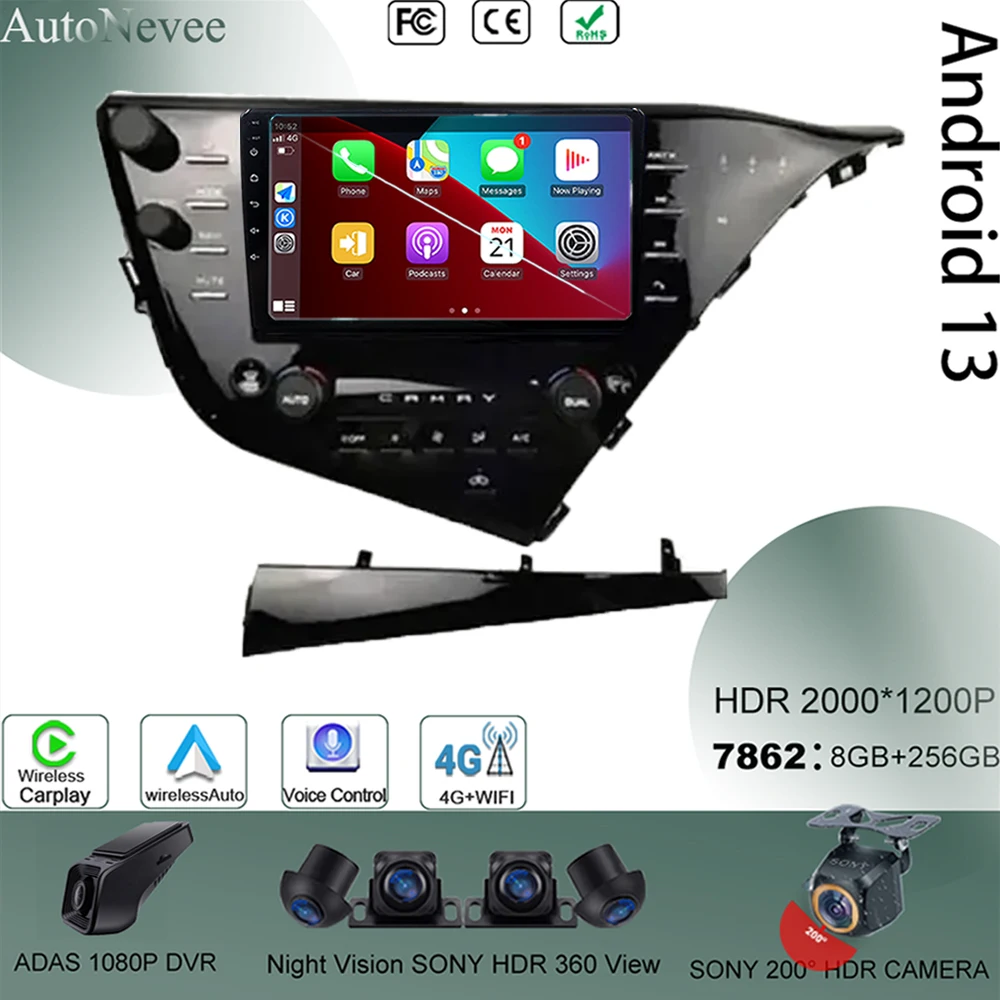 Car Android 13 For Toyota Camry 8 XV 70 2017-2021 Auto Screen Radio Multimedia Player Navigation GPS No 2din DVD 5G WIFI Stereo
Car Android 13 For Toyota Camry 8 XV 70 2017-2021 Auto Screen Radio Multimedia Player Navigation GPS No 2din DVD 5G WIFI Stereo