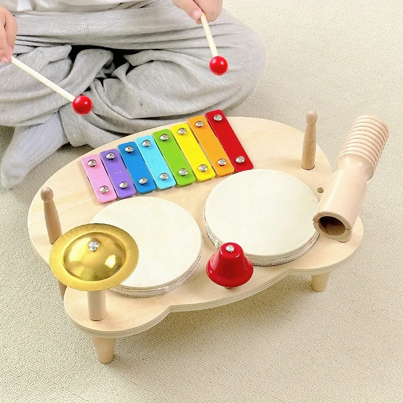 

Children's Wooden Multifunctional Percussion Instrument Set Toy Kids Xylophone Drum Montessori Baby Musical Puzzle Toys