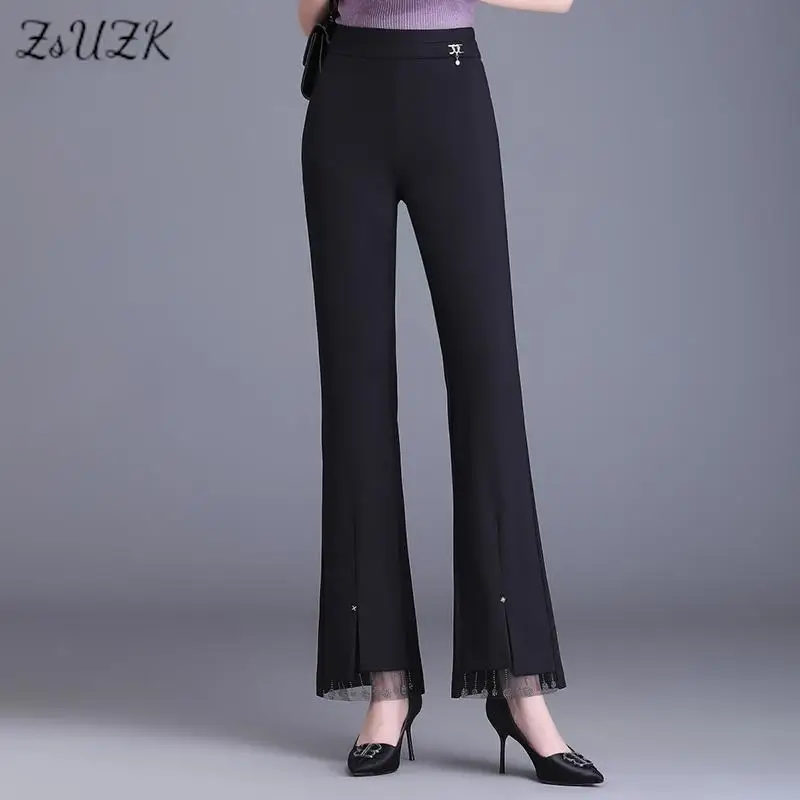 ZUZK Women Lace Hem Slit Flare Pants Spring Fall New Elastic Waist Korea Style Slim Fashion Droop Casual Work Wear Black Pants
ZUZK Women Lace Hem Slit Flare Pants Spring Fall New Elastic Waist Korea Style Slim Fashion Droop Casual Work Wear Black Pants