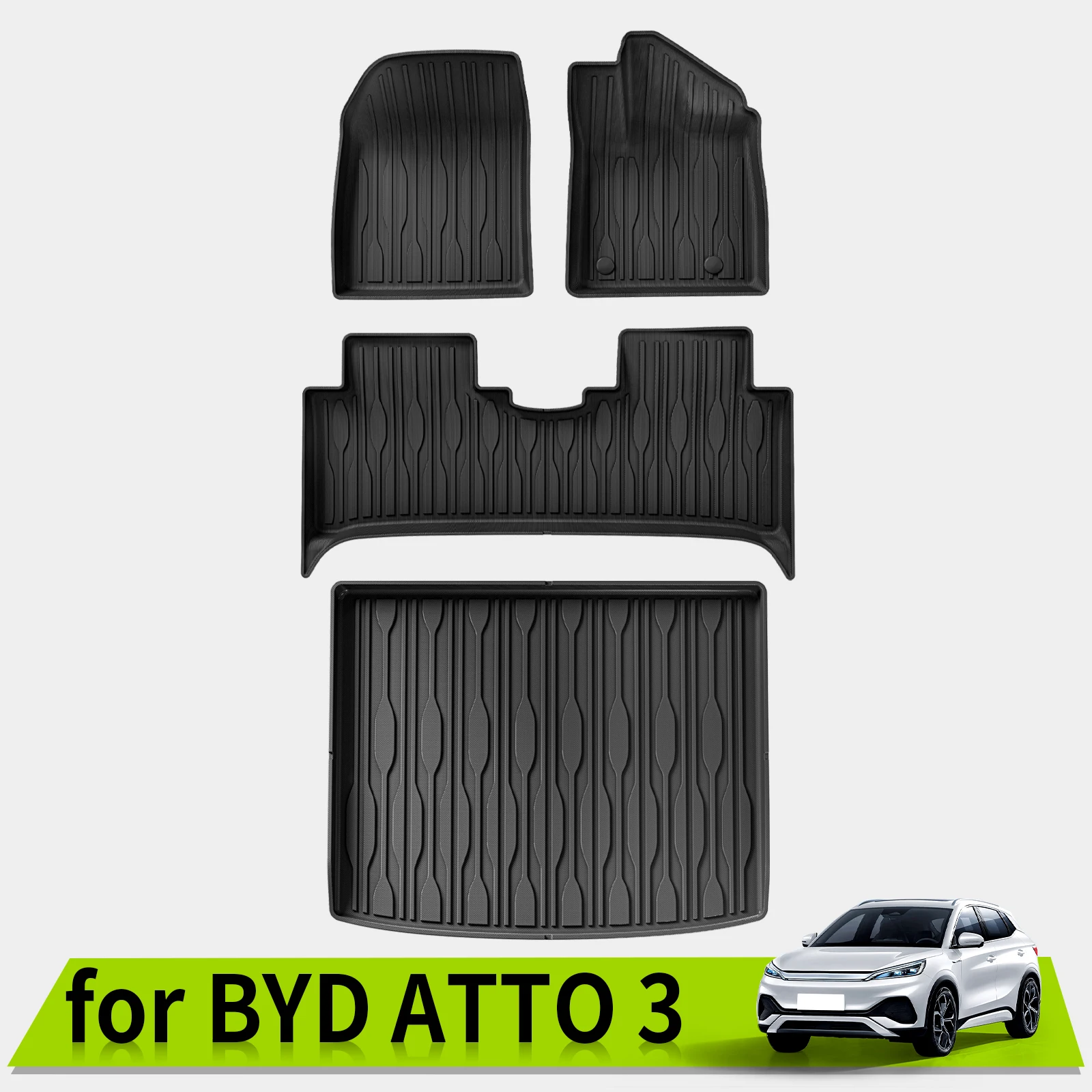 

3D Floor Mats Trunk pad for BYD ATTO3 ATTO 3 YUAN PLUS All-Weather Anti-Slip Waterproof Pads Accessories TPE Right Hand Driving