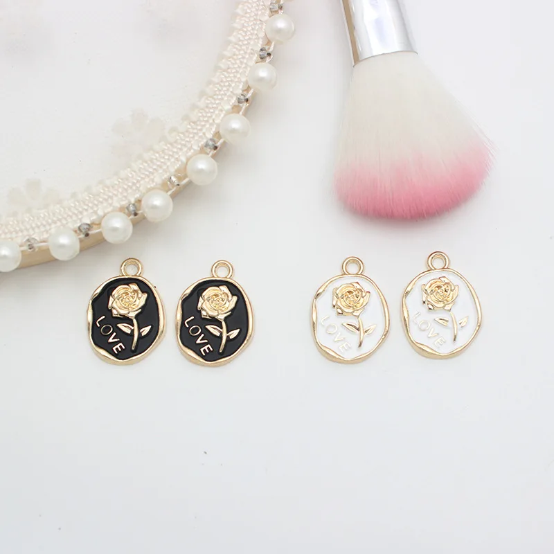10pcs New Black & White Oval Rose Flower Word LOVE Metal Charm DIY Accessory Earrings Necklace Keychain Jewelry Making Findings
10pcs New Black & White Oval Rose Flower Word LOVE Metal Charm DIY Accessory Earrings Necklace Keychain Jewelry Making Findings