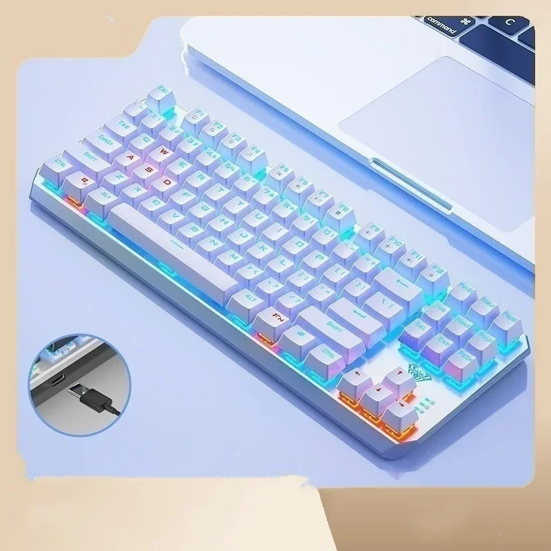 Механическая клавиатура с разноцветными зелеными осями для атаки акулы, металлическая беззарядная электронная Спортивная клавиатура с 87 клавишами для еды цыплят 
Механическая клавиатура с разноцветными зелеными осями для атаки акулы, металлическая беззарядная электронная Спортивная клавиатура с 87 клавишами для еды цыплят