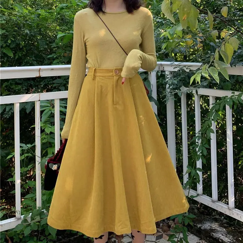 Fashionable Solid Skirt Women New High Waist Corduroy Casual A-line Vintage Skirt Chic Midi Skirt Autumn Winter Skirts T500
Fashionable Solid Skirt Women New High Waist Corduroy Casual A-line Vintage Skirt Chic Midi Skirt Autumn Winter Skirts T500