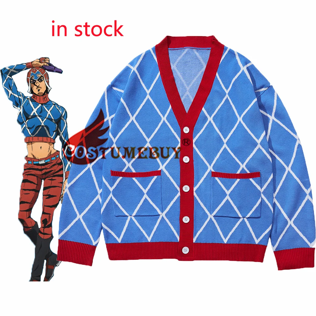 Anime JoJo's Bizarre Adventure Guido Mista Cosplay Costume Mista Cardigan Top Sweater Unisex Men Women Knitted Jacket Coat
Anime JoJo's Bizarre Adventure Guido Mista Cosplay Costume Mista Cardigan Top Sweater Unisex Men Women Knitted Jacket Coat