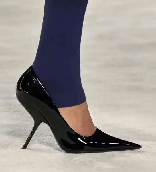 New Women Sexy Patent Leather Silk Pointed Toe Shallow Strange Thin Heels Slip On Pumps Female Run Way Party Dress Shoes Size 33 
New Women Sexy Patent Leather Silk Pointed Toe Shallow Strange Thin Heels Slip On Pumps Female Run Way Party Dress Shoes Size 33