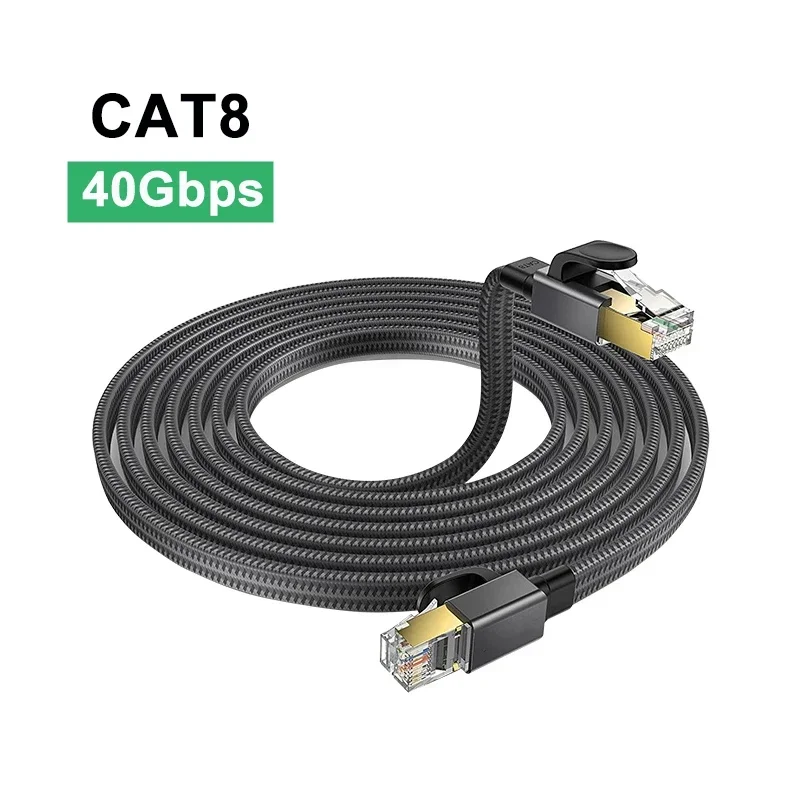 High Quality Cat8 Ethernet Cable 15m Flat Network Cable 5m 26AWG 40Gbps High Speed for Gaming RJ45 Internet Durable Braided Cord
High Quality Cat8 Ethernet Cable 15m Flat Network Cable 5m 26AWG 40Gbps High Speed for Gaming RJ45 Internet Durable Braided Cord