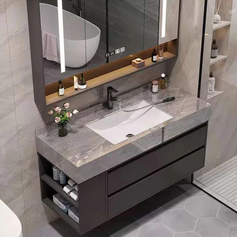 

Luxury Mirror Bathroom Cabinet Modern Storage Toilet Mirror Bathroom Vanity Drawers Washroom Mueble Lavabo Home Furniture