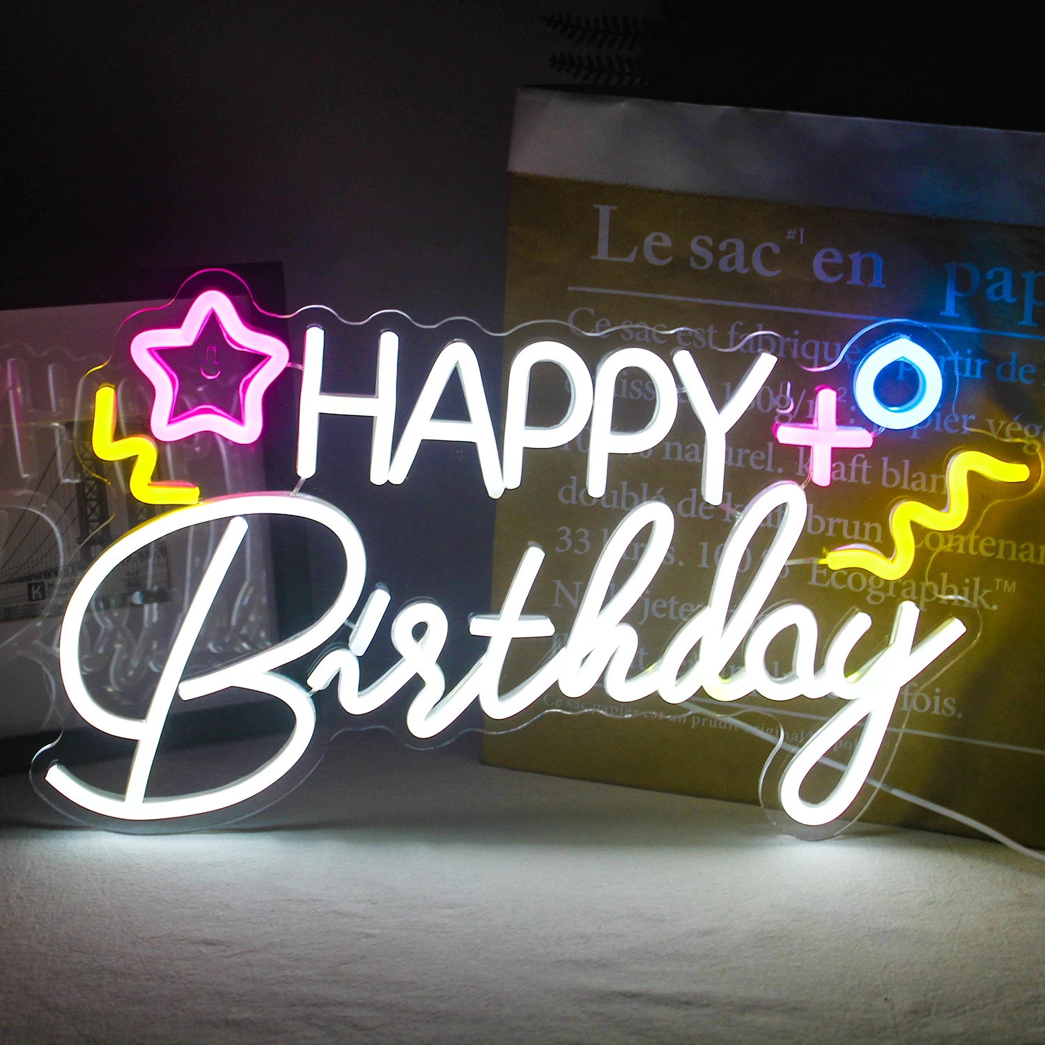 

Ineonlife Happy Birthday Neon Lights Custom LED Sign House Party Bright Lamp Aesthetic Room Design Surprise Art Wall Decoration