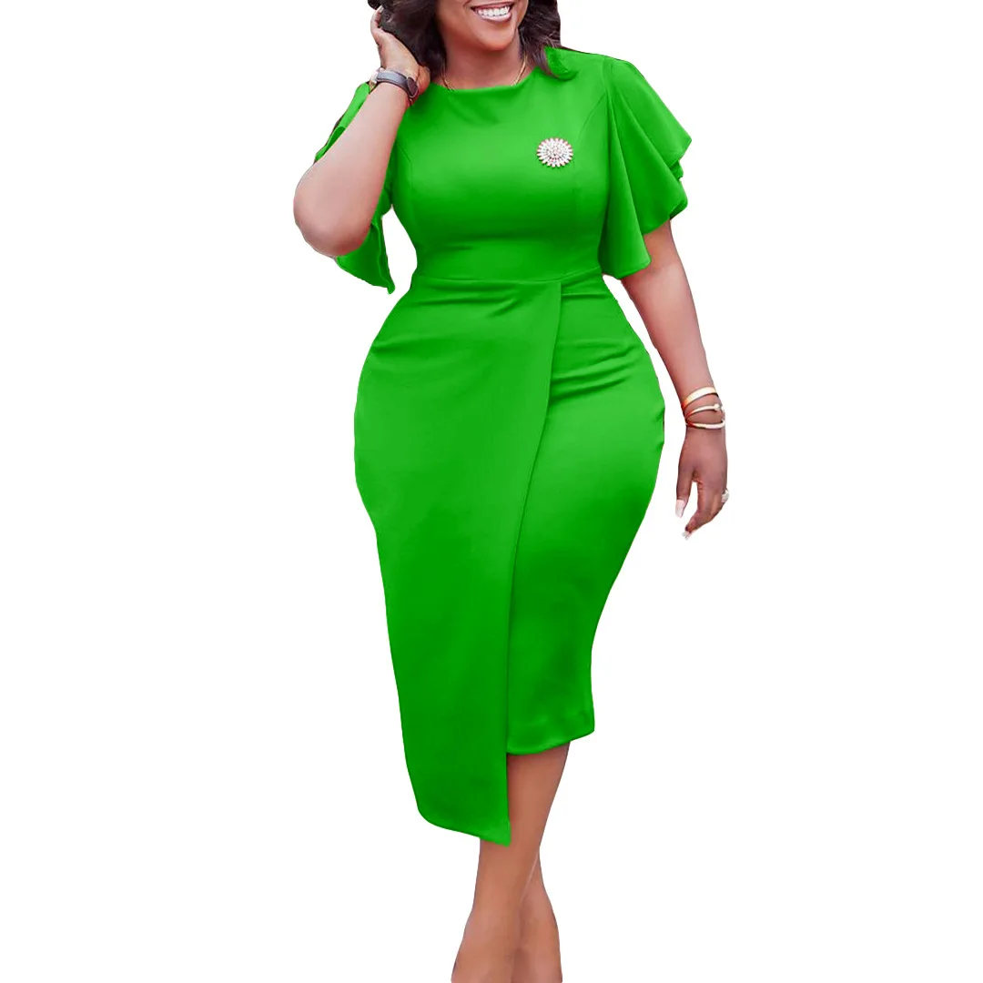 2023 African Dresses for Women Summer Fashion Style African Women Short Sleeve O-neck Solid Color Knee-length Dress
2023 African Dresses for Women Summer Fashion Style African Women Short Sleeve O-neck Solid Color Knee-length Dress