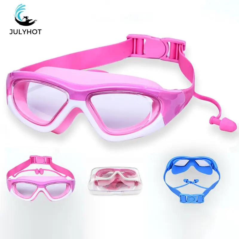 

1PC Kids Swimming Goggles Children 3-14Y Wide Vision Anti-Fog Anti-UV Pool Glasses With Ear Plugs Outdoor Sports Diving Eyewear