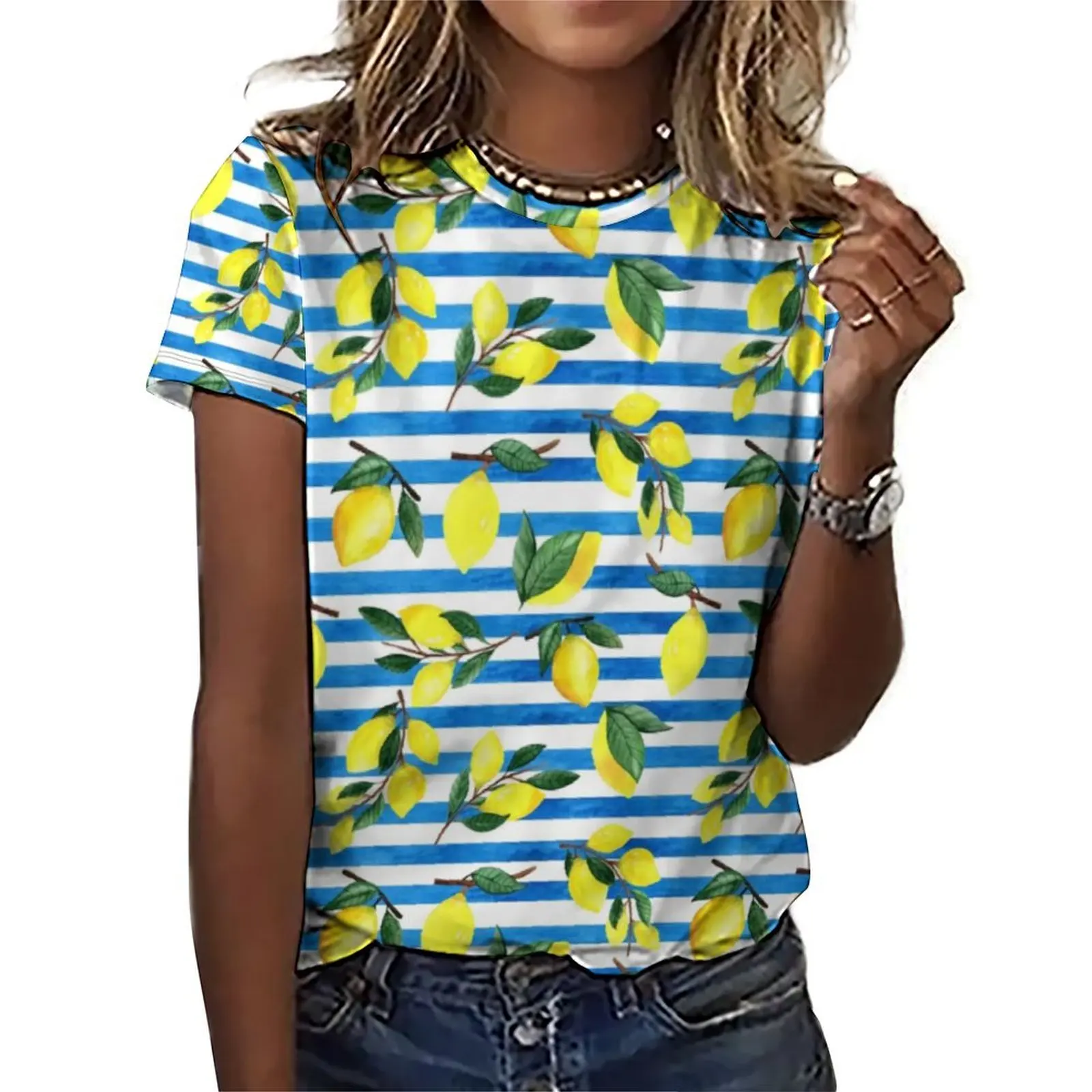 Watercolor Fruit T Shirts Lemons On Striped Print Classic T-Shirt Short Sleeve Cool Big Size Tees Sexy Clothes Birthday Present
Watercolor Fruit T Shirts Lemons On Striped Print Classic T-Shirt Short Sleeve Cool Big Size Tees Sexy Clothes Birthday Present