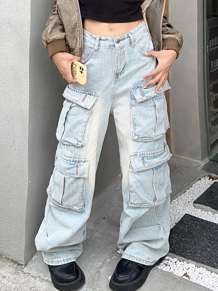 New Fashion Multi-Pocket Washed Cargo Pants Women Y2K Vintage Heavy Industry High-Rise Loose Oversized Straight Jeans
New Fashion Multi-Pocket Washed Cargo Pants Women Y2K Vintage Heavy Industry High-Rise Loose Oversized Straight Jeans