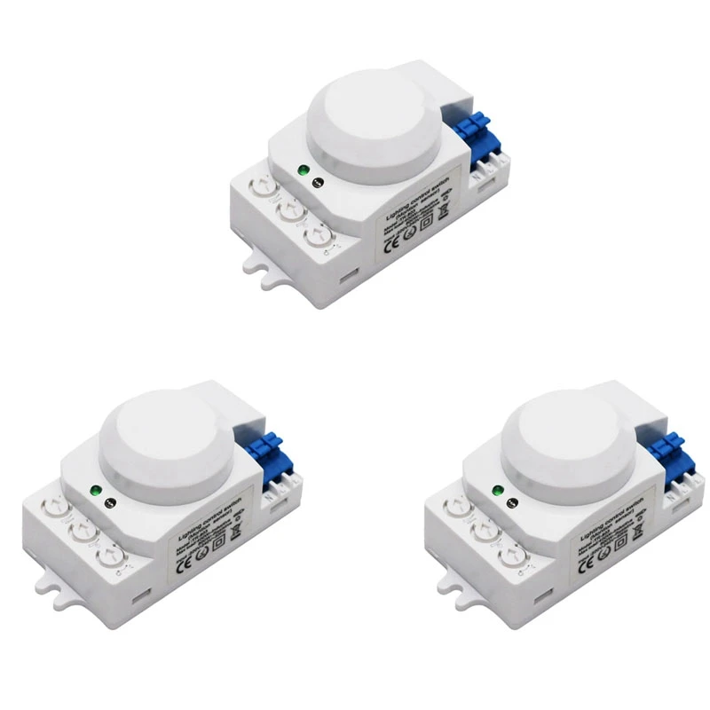 

3X 5.8Ghz HF System LED Microwave 360 Degree Motion Sensor Light Switch Body Motion Detector,White