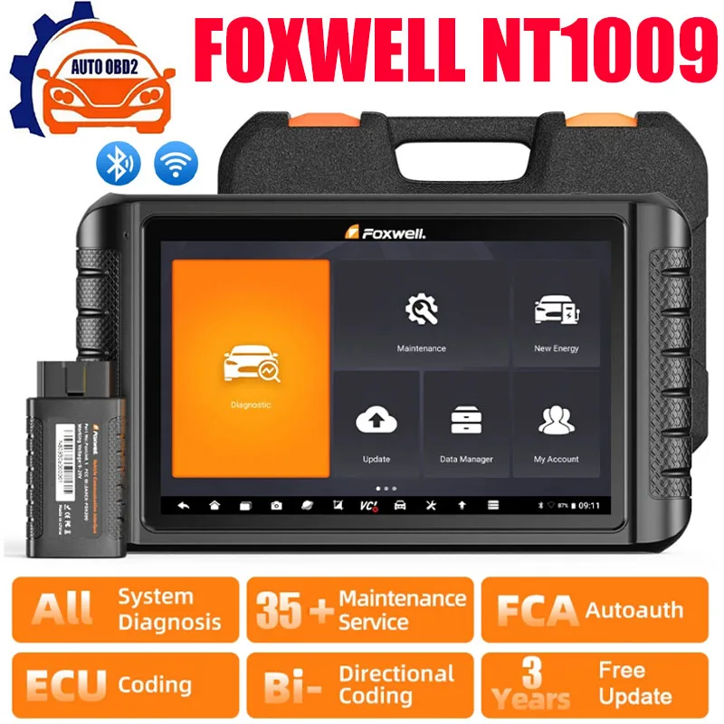 

Автомобильный сканер FOXWELL NT1009 OBD2, кодирование ЭБУ, двунаправленное управление, управляемые функции OE все системы OBD2, Автомобильные диагностические инструменты