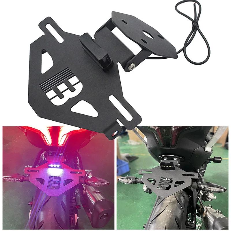 

For CFMOTO 450SR 2022 2023 Motorcycle Rear License Plate Mount Holder Black License Bracket with LED Light cfmoto 450sr Newest