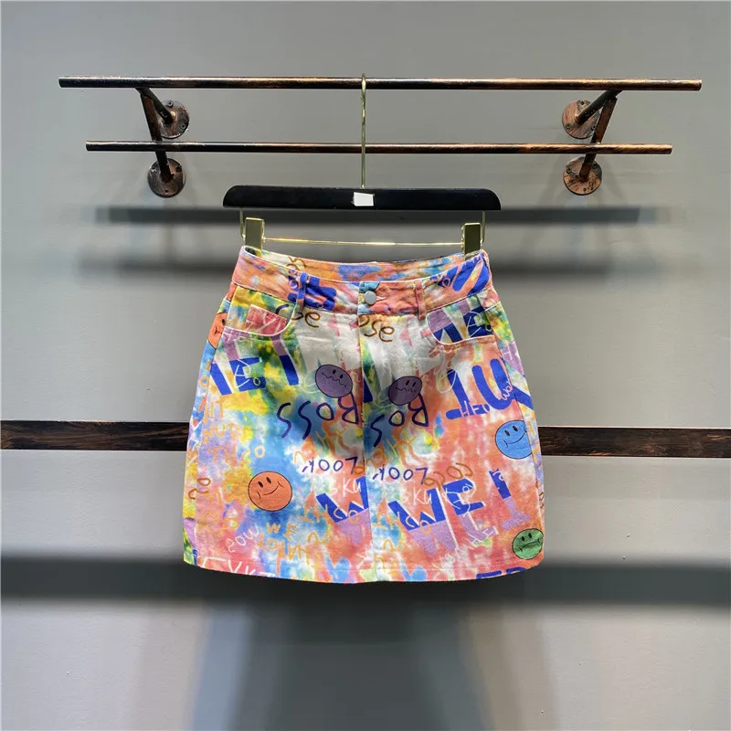 Denim Short Skirt 2023 New Pink Personality Printing High Waist Western Fashion A-Line Half Skirt Women's Tide Free Shipping
Denim Short Skirt 2023 New Pink Personality Printing High Waist Western Fashion A-Line Half Skirt Women's Tide Free Shipping