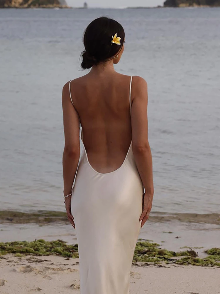 JULISSA MO Satin Sexy Backless Women Maxi Dress White Spaghetti Strap Evening Dress Female Summer Loose Party Beachwear Vestidos
JULISSA MO Satin Sexy Backless Women Maxi Dress White Spaghetti Strap Evening Dress Female Summer Loose Party Beachwear Vestidos