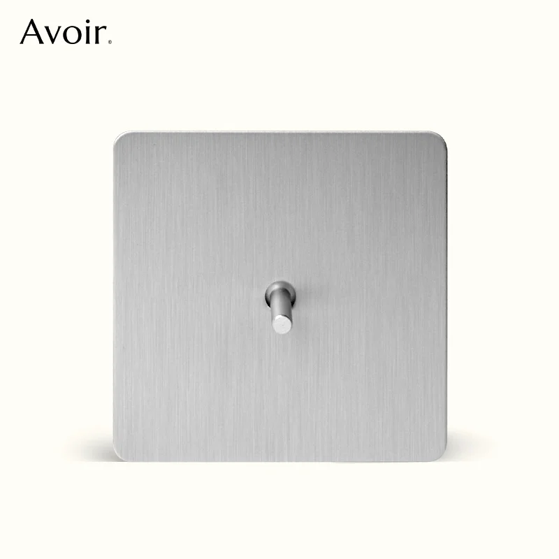 

Avoir Silver Toggle Switch 2 Way Matte Panel Wall Electrical Socket 16A Lighting Dimmer Usb Type C Power Outlet Stainless Steel