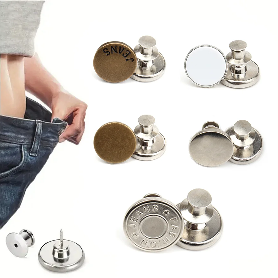 

5 Pcs Detachable Jeans Pin Buttons Snap Fastener Sewing-free Pants Retro Metal Buckles DIY Clothing Garment Button Accessories
