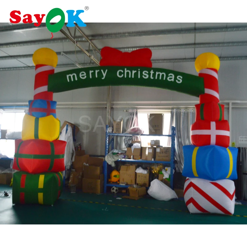

5x4mH Inflatable Christmas Arch Inflatable Gift Box Archway with Air Blower for Decoration