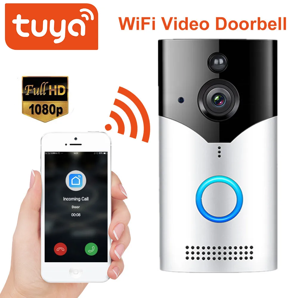 

Tuya Wireless Video Doorbell 1080P HD Door Bell Camera WiFi Smart Home Security Visual Intercom Night Vision PIR Motion Detect