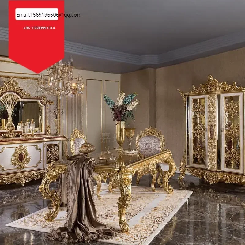 Custom-made European luxury solid wood dining table hand-carved French palace villa dining room furniture
Custom-made European luxury solid wood dining table hand-carved French palace villa dining room furniture