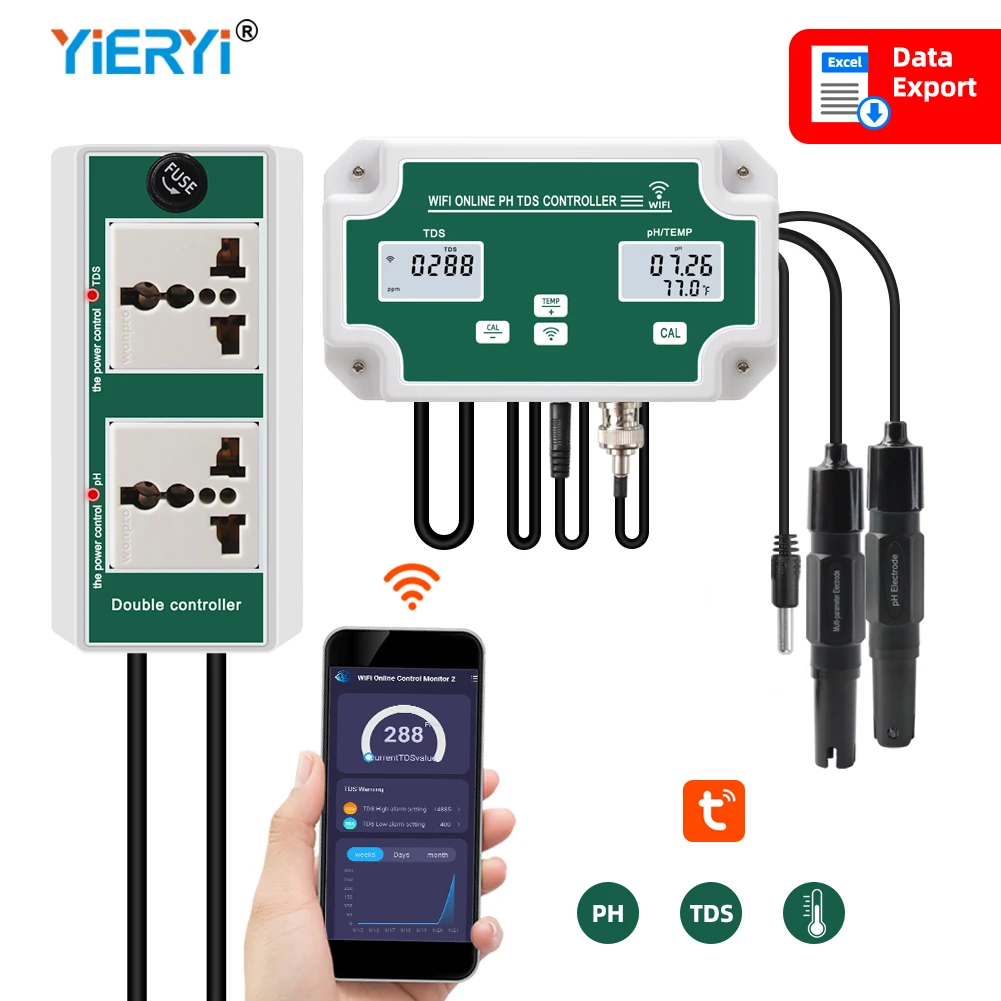 Tuya WIFI online TDS Meter 3 in 1 ph Meter with With Data Logger Function US/EU Plug Controller Monitor for Aquariums Seawater
Tuya WIFI online TDS Meter 3 in 1 ph Meter with With Data Logger Function US/EU Plug Controller Monitor for Aquariums Seawater