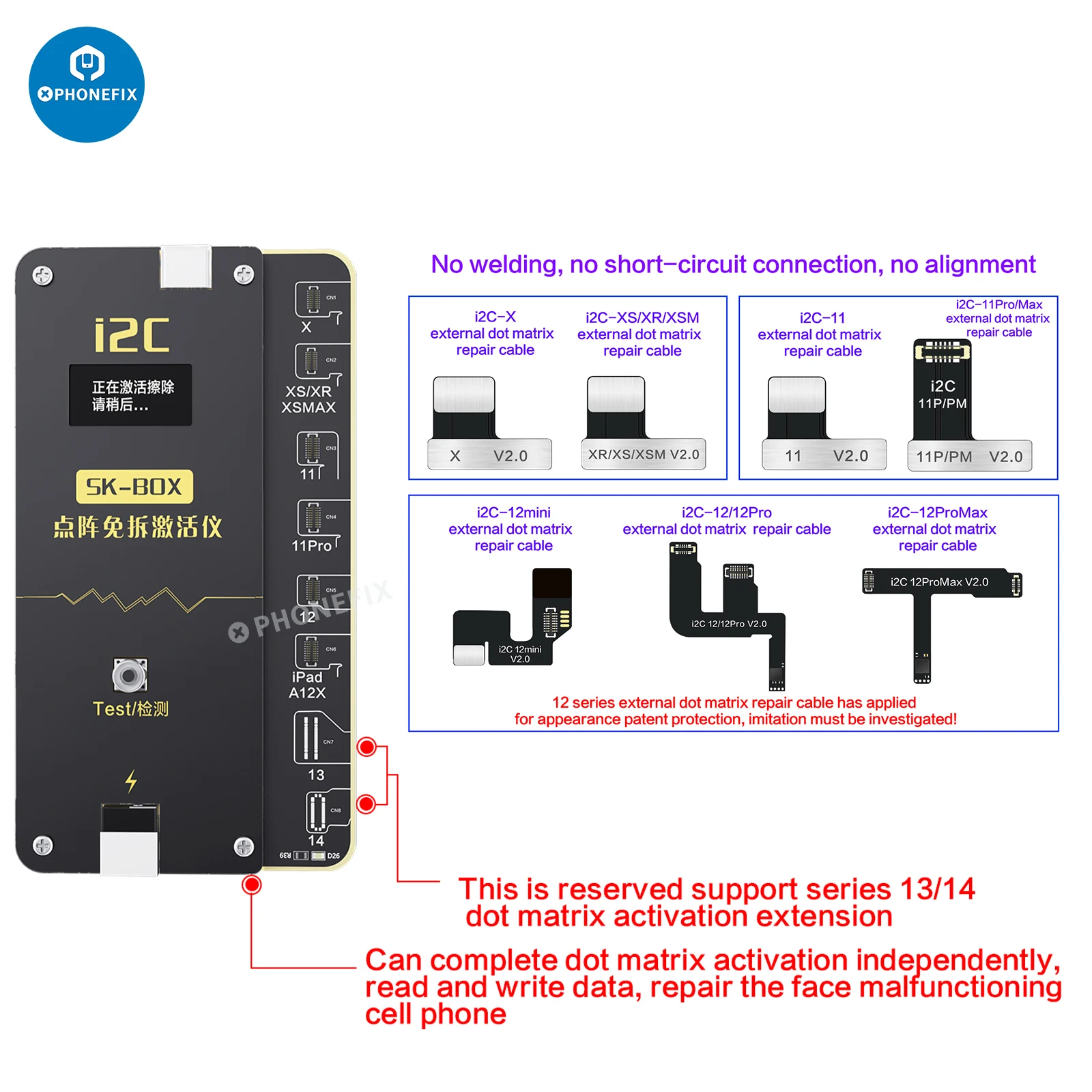 i2C MC14 No Soldering Face ID Dot Matrix Projection Repair Detector For iPhone X 11 12 13 14 Pro Max Face ID Lattice Flex Cable
i2C MC14 No Soldering Face ID Dot Matrix Projection Repair Detector For iPhone X 11 12 13 14 Pro Max Face ID Lattice Flex Cable
