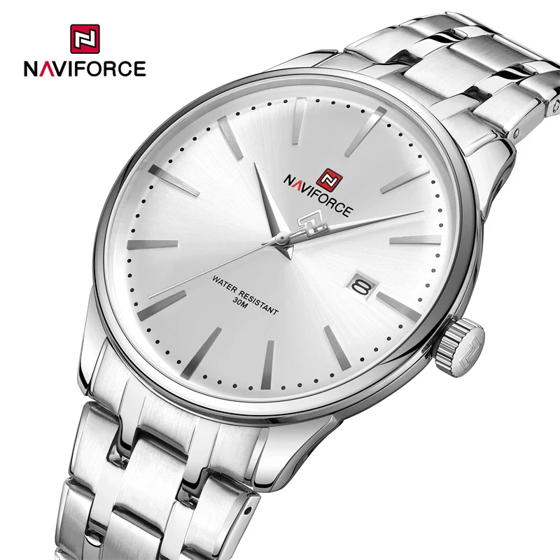 

Top Brand NAVIFORCE Men's Calendar Watch Waterproof Fashion Business Stainless Steel Strap Quartz Wristwatches Relogio Masculino