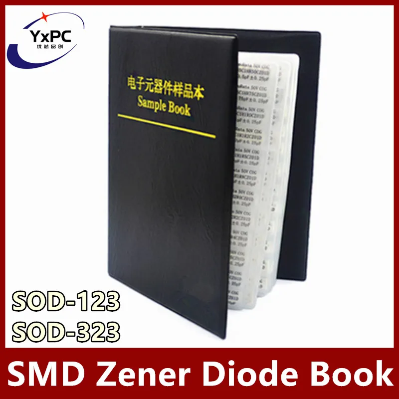 

SMD Zener Diode Book SOD-323 0805 SOD-123 1206 2.4v-30v 28 Values Package Assorted Kit 0.5W 1/2W eries Sample Book Sample Kit