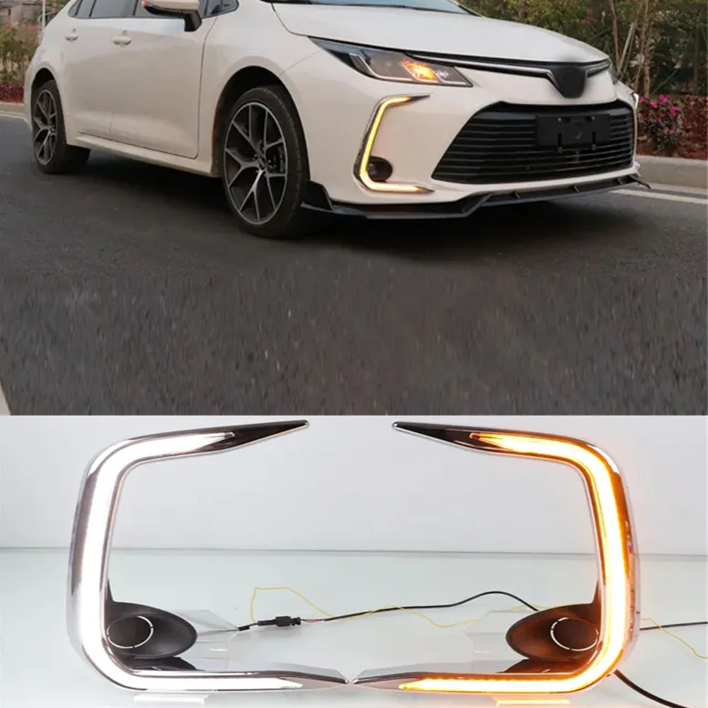 

Автомобильные аксессуары дневные ходовые огни, дневные рандовые фонари для Toyota Corolla Alits 2019 2020 с крышкой, противотуманная фара