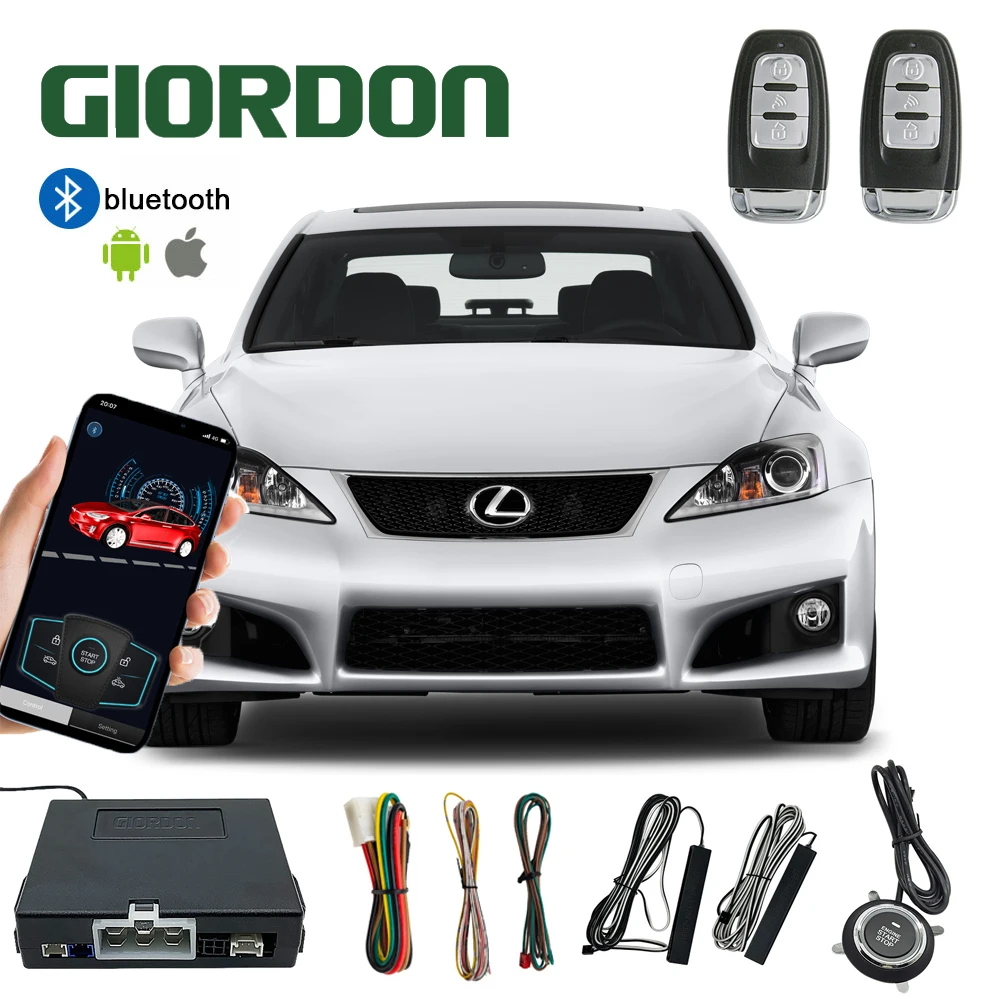 

GIORDON Universal 12V Car Remote Car Start-Stop Kit, PKE Keyless Entry, Car Alarm System