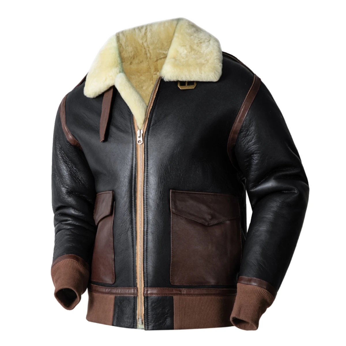 

Черная зимняя куртка из овчины для мужчин в стиле милитари размера плюс 3XL натуральная Толстая теплая куртка из овечьей кожи A2 Pilot