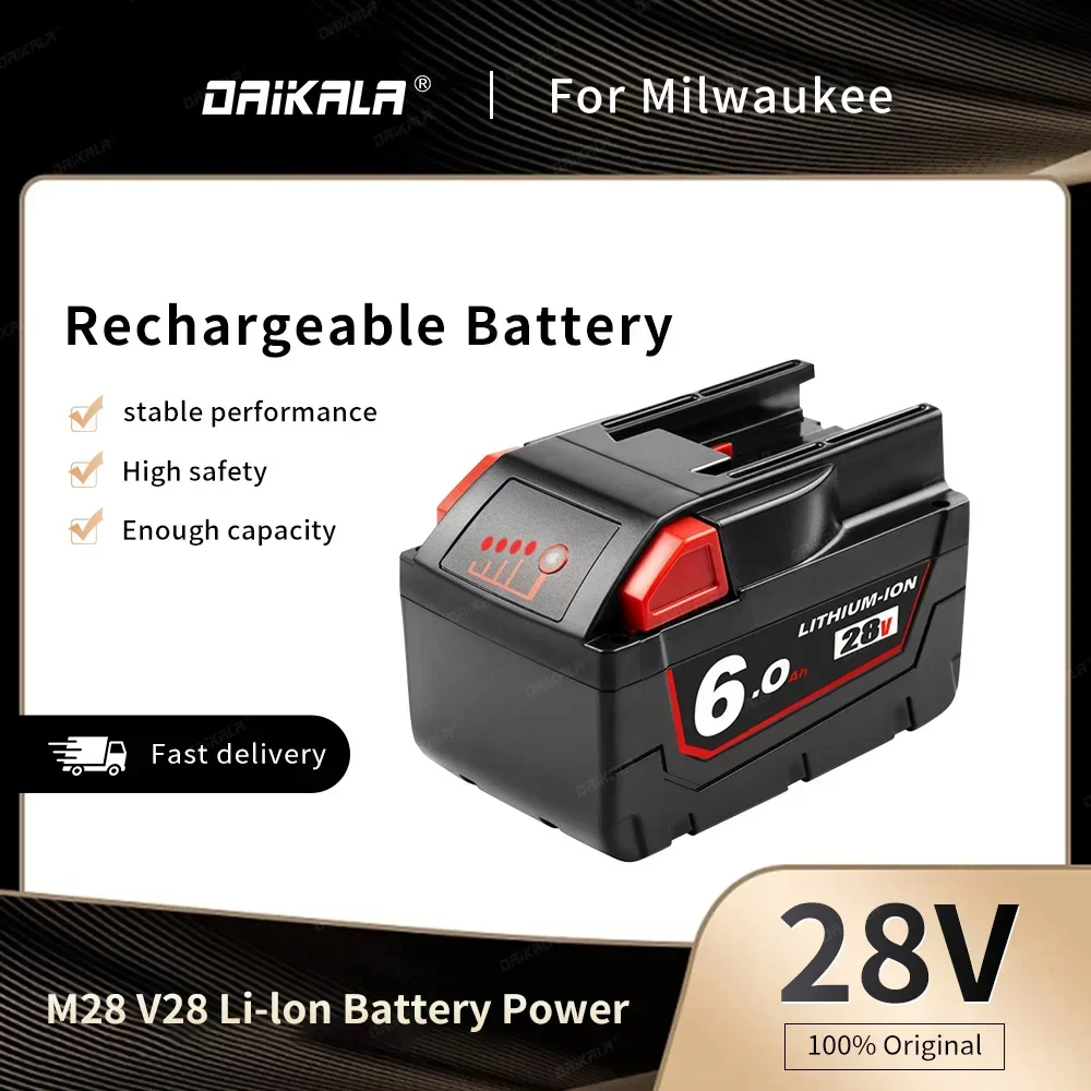 

28V 6.0Ah Li-Ion Battery for MILWAUKEE M28 V28 Power 48-11-2830 28Volt Cordless Rechargeable Battery Lithium