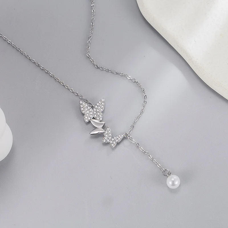 KOFSAC Beautiful Three Butterfly Necklace For Women Elegant 925 Silver Jewelry Zircon Pearl Tassel Clavicular Chain Lady Gift
KOFSAC Beautiful Three Butterfly Necklace For Women Elegant 925 Silver Jewelry Zircon Pearl Tassel Clavicular Chain Lady Gift