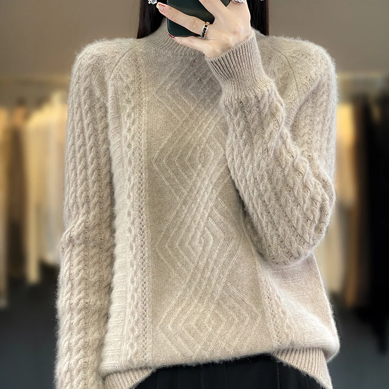 100% Wool Cashmere Sweater Women's Half High Collar Pullover 2023 Autumn/Winter New Knitted Loose Sweater Casual Fashion Top
100% Wool Cashmere Sweater Women's Half High Collar Pullover 2023 Autumn/Winter New Knitted Loose Sweater Casual Fashion Top