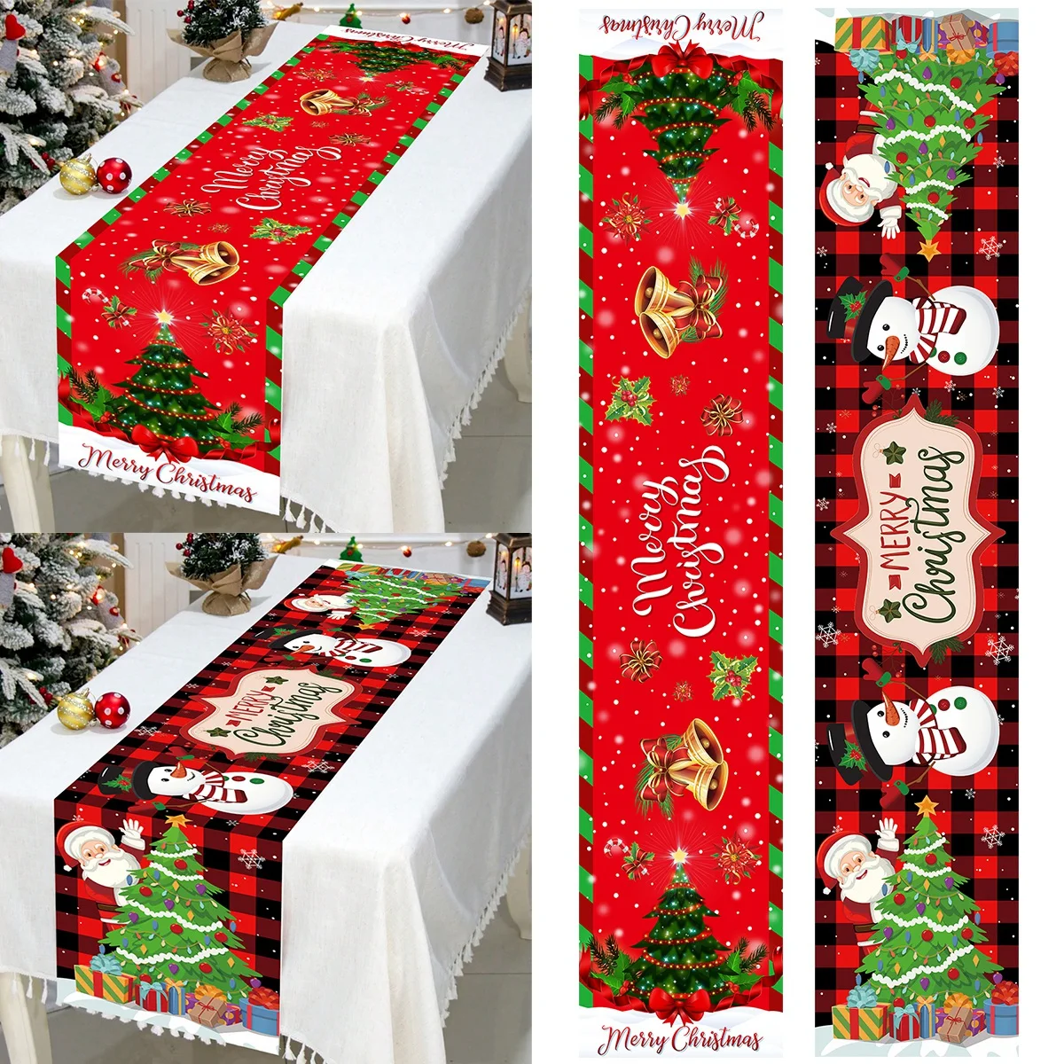 

Santa Christmas Tree Table Runner 2023 Merry Christmas Decoration For Home Navidad Natal Cristmas Xmas Tablecloth New Year 2024