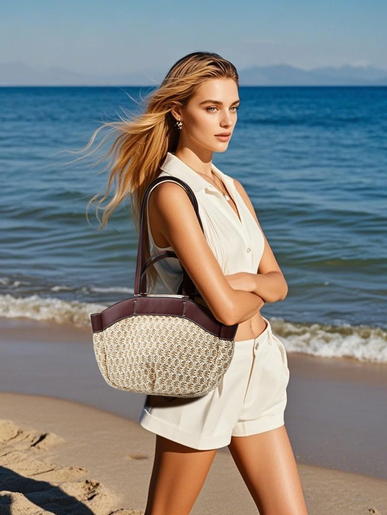 Woven Straw Bucket Tote - Large Summer Shopper 8 Sb15c71de90c745039a75b436b66f9fb3V