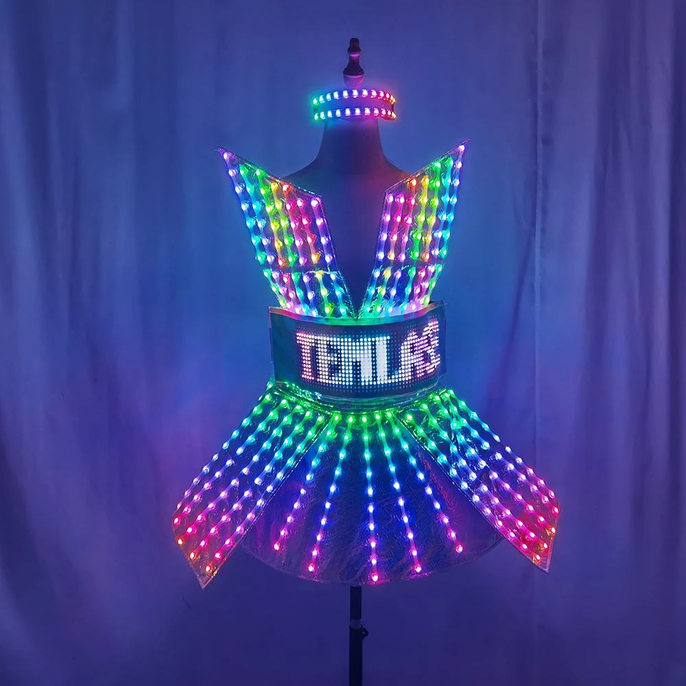 

Shiny Laser Mirror Nightclub Dress LED Glow Bar Dj Gogo Dancer Singer Stage Costume Women Evening Birthday Outfit