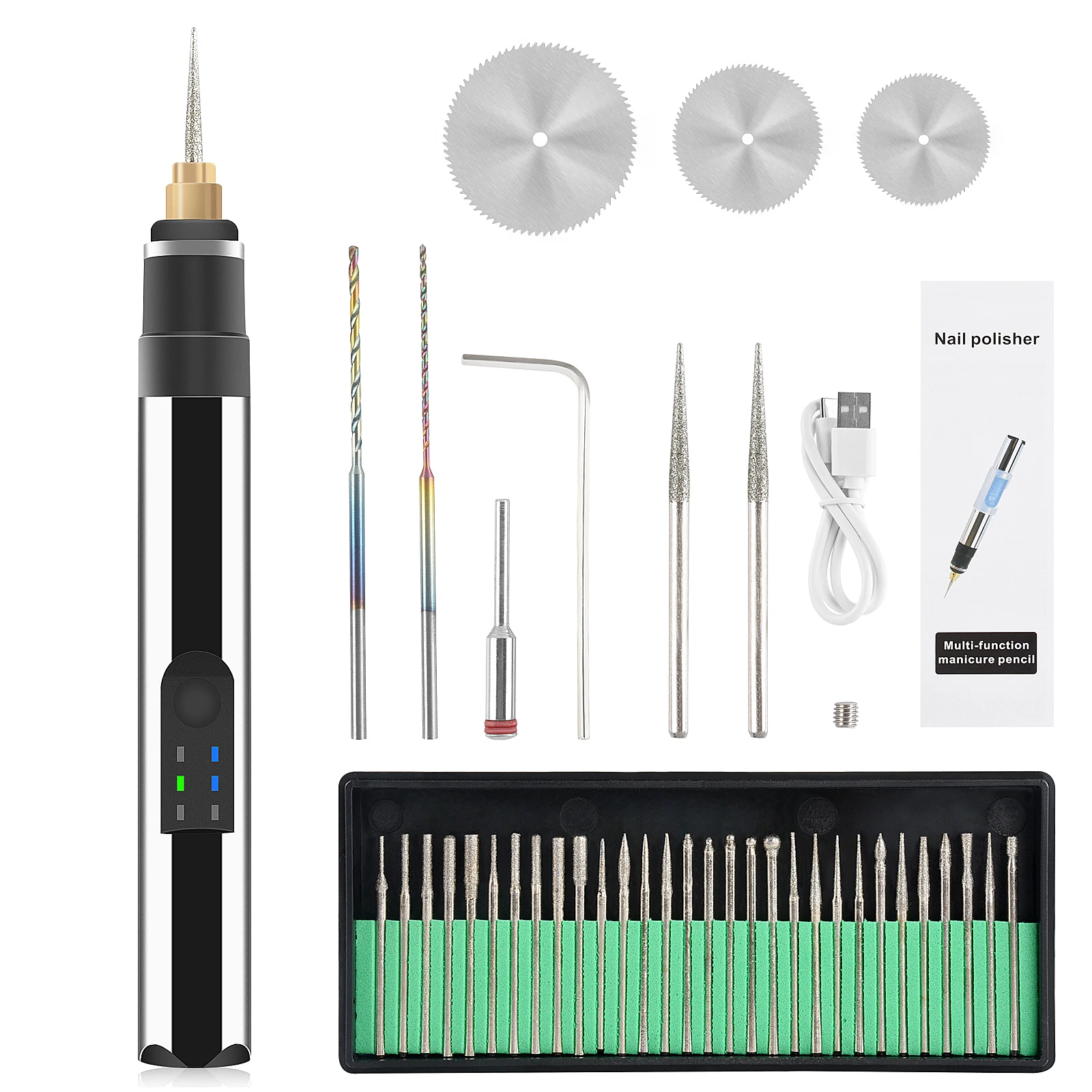 25W Electric Engraver Pen Set Mini Green Grinding Machine Engraver Drill Nail Machine Speed Regulation Electric Engraving Pen
25W Electric Engraver Pen Set Mini Green Grinding Machine Engraver Drill Nail Machine Speed Regulation Electric Engraving Pen